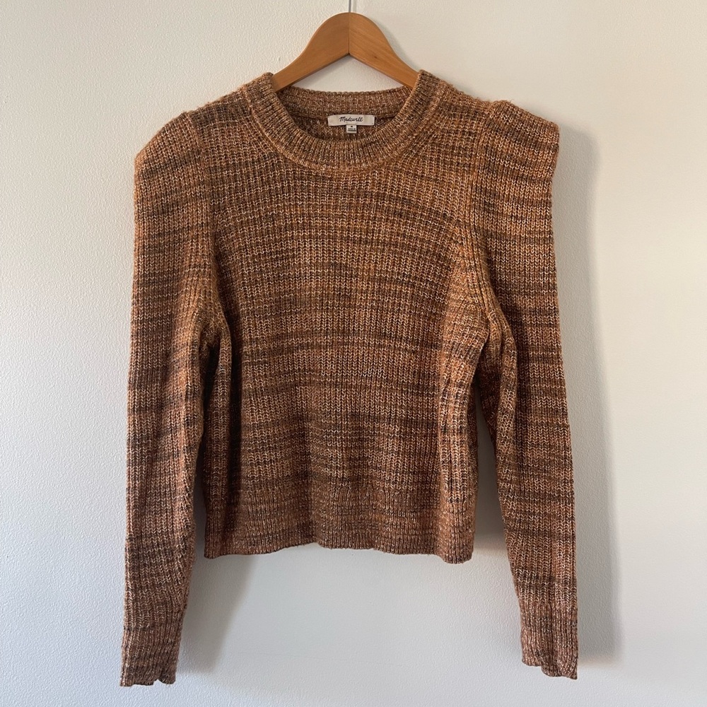 Madewell Medium Cap Sleeve Brown Knit Sweater